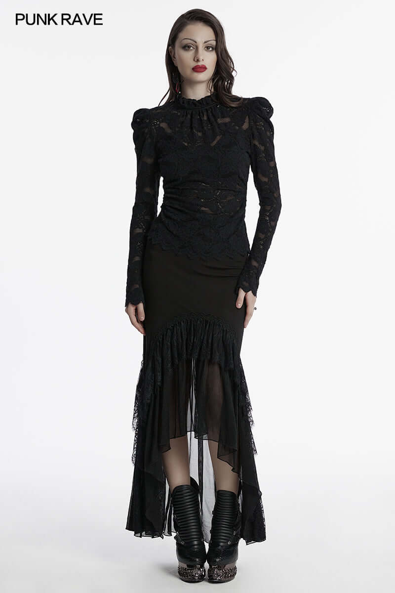 Punk Rave Calantha Lace T-Shirt in Black