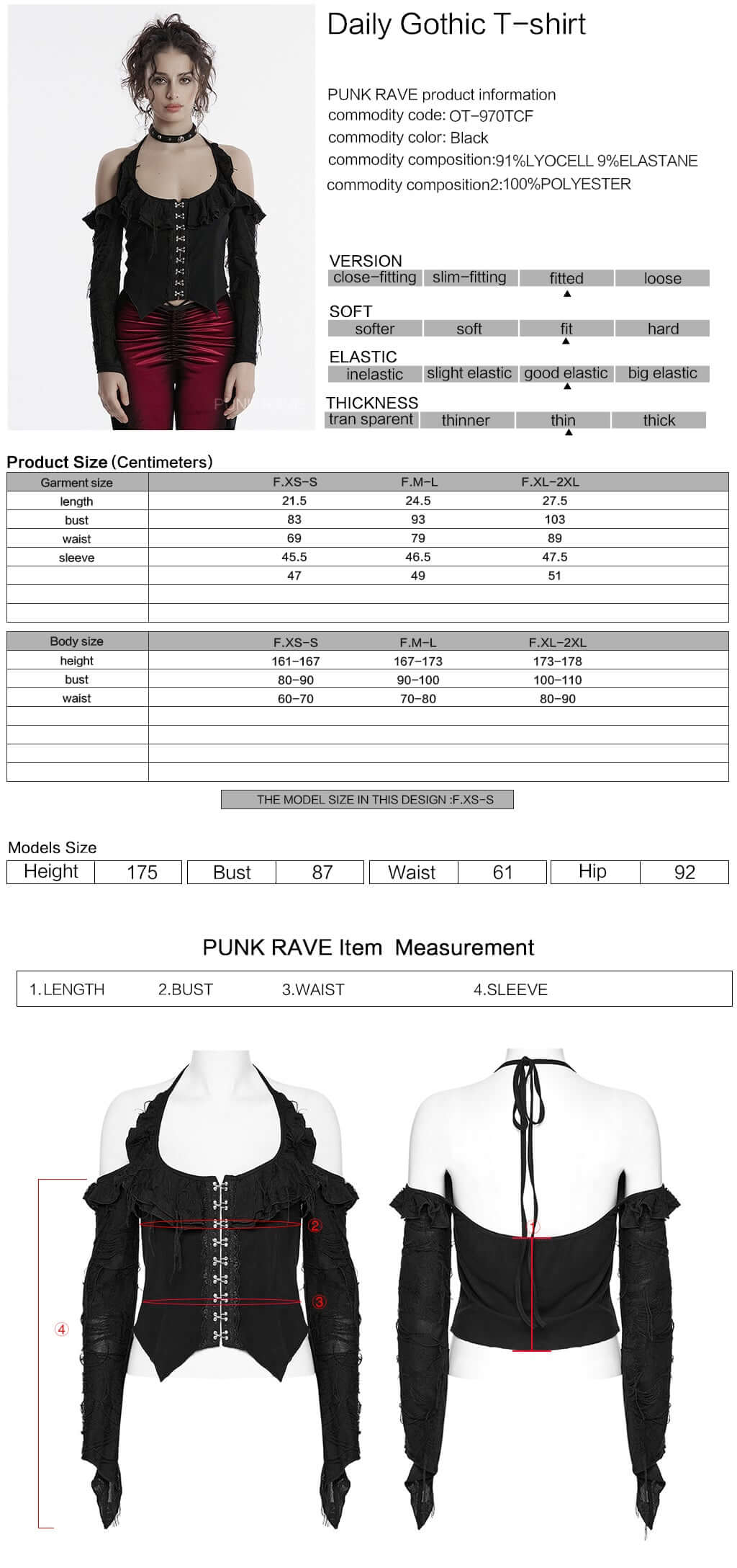 Punk Rave Clarabelle Wenchy Halter Neck Distressed-Look Top