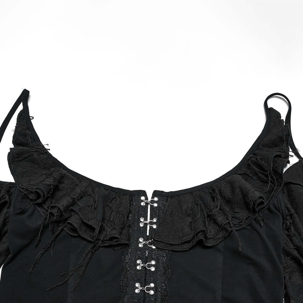 Punk Rave Clarabelle Wenchy Halter Neck Distressed-Look Top