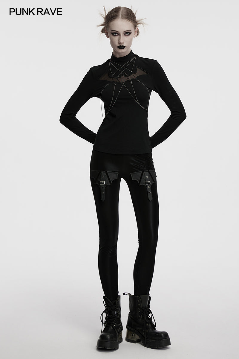 Punk Rave Morrigan Bat Chain Goth Top In Black