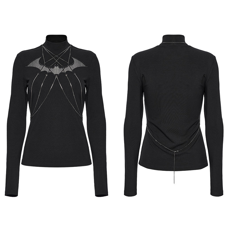 Punk Rave Morrigan Bat Chain Goth Top In Black
