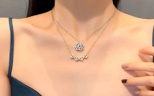 Clover and Heart Design Pendant Necklace