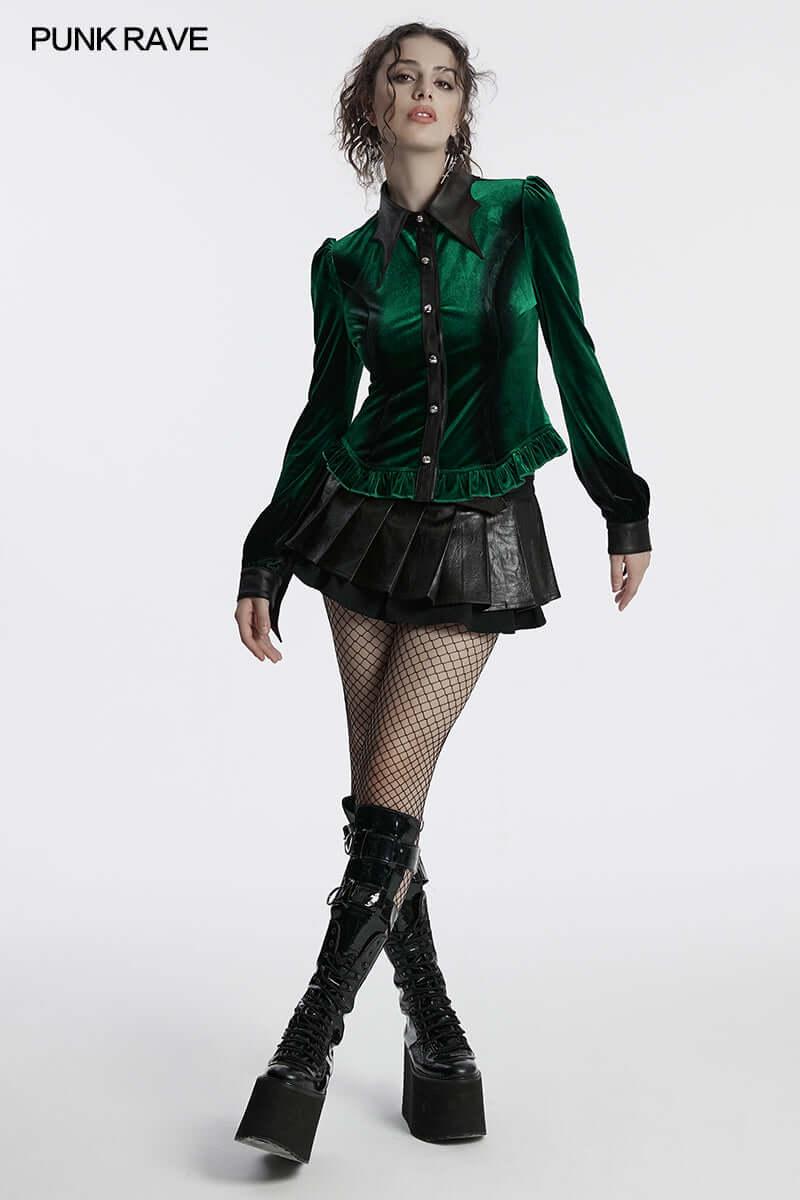 Punk Rave Fawn Gradient Printed Shirt in Green