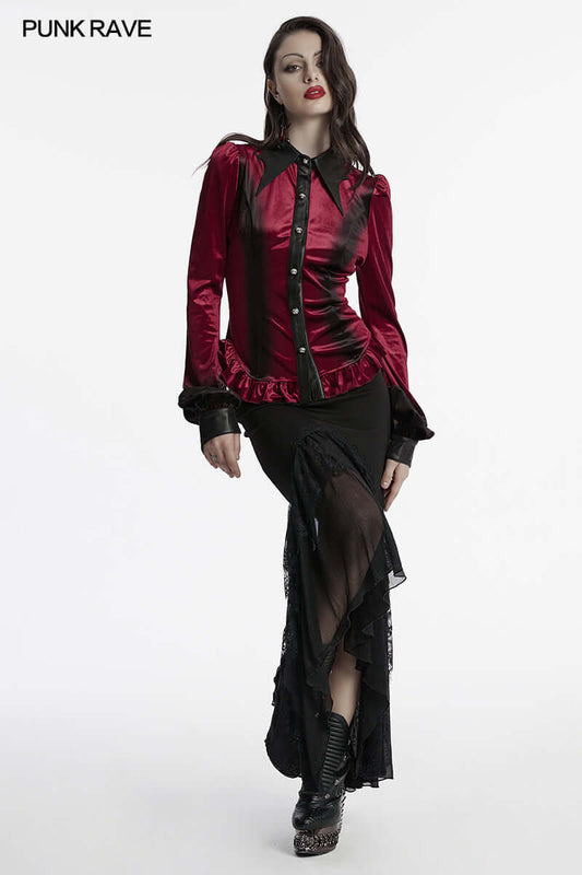 Punk Rave Fawn Gradient Printed Shirt in Red