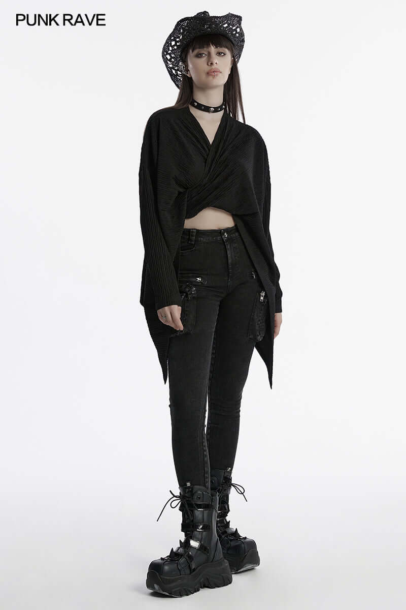 Punk Rave Mavy Punk Minimalist Jacket, Knitted Cardigan