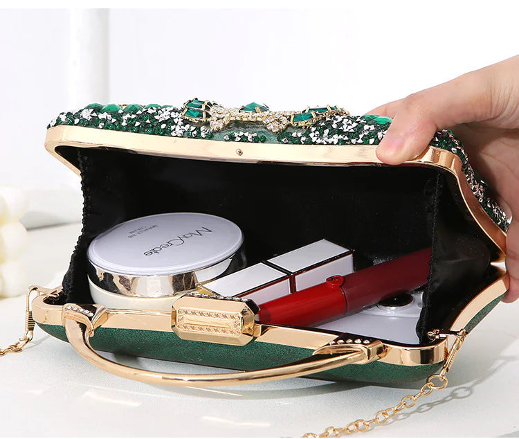 Diamond Sparkling Small Evening Handbag, Multi Colours