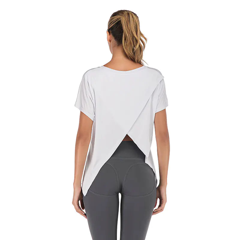 Women's Sports Light Loose Sports Top with Open Back