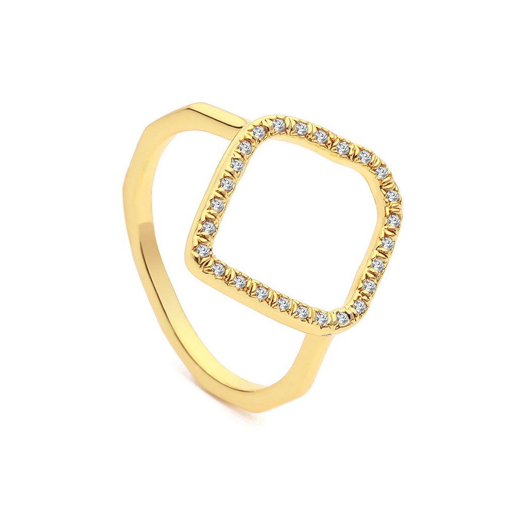 Jamie Luxe 18K Gold-Plated Hollow Jewelled Ring