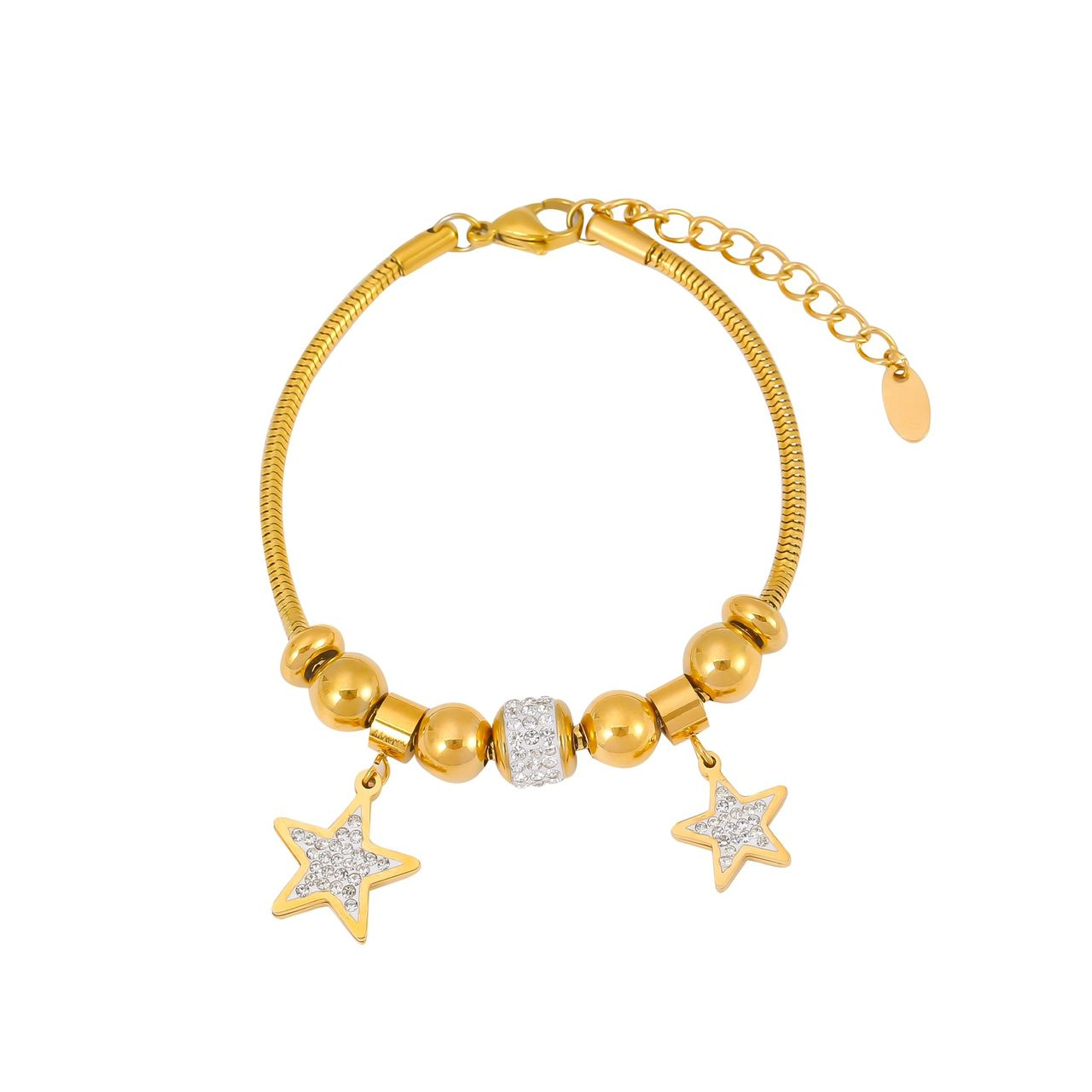 Stellina Luxe 18K Gold-Plated Star Charm Celestial Bracelet