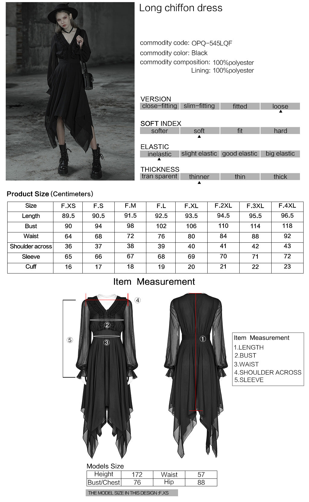 Punk Rave Angelina Chiffon Long-Sleeve Handkerchief Dress
