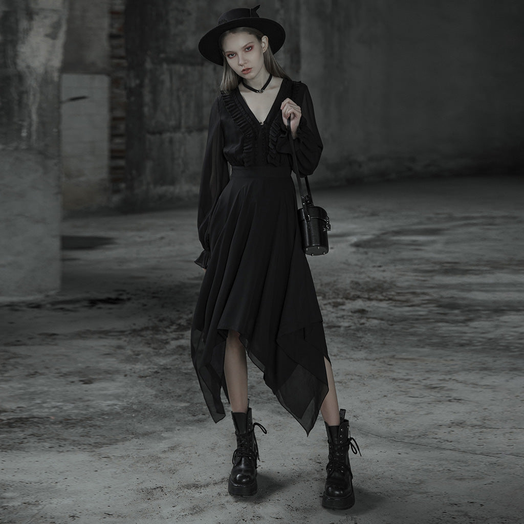 Punk Rave Angelina Chiffon Long-Sleeve Handkerchief Dress