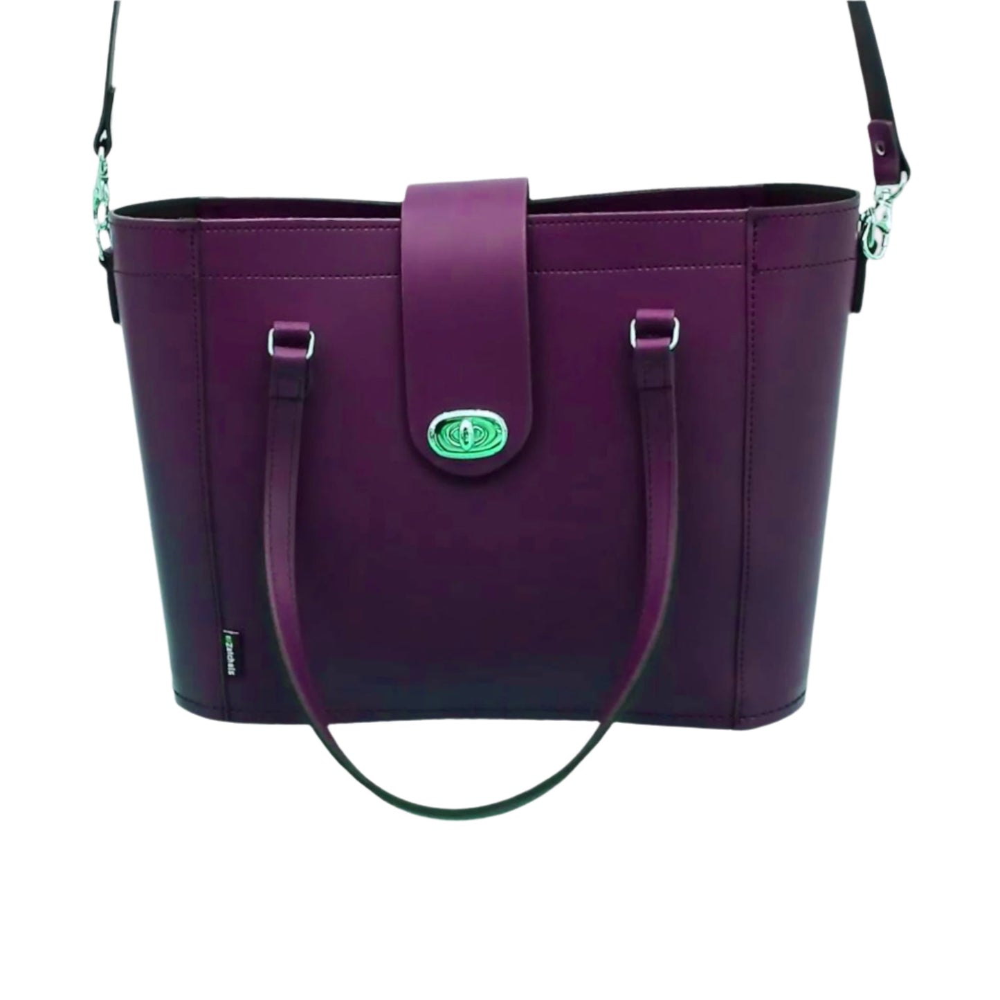 Leather Mini Twist Lock Shopper Bag in Purple