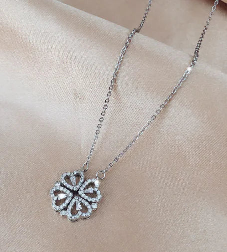 Clover and Heart Design Pendant Necklace