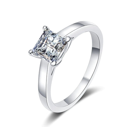 925 Sterling Silver Cushion-Cut Moissanite Engagement Ring