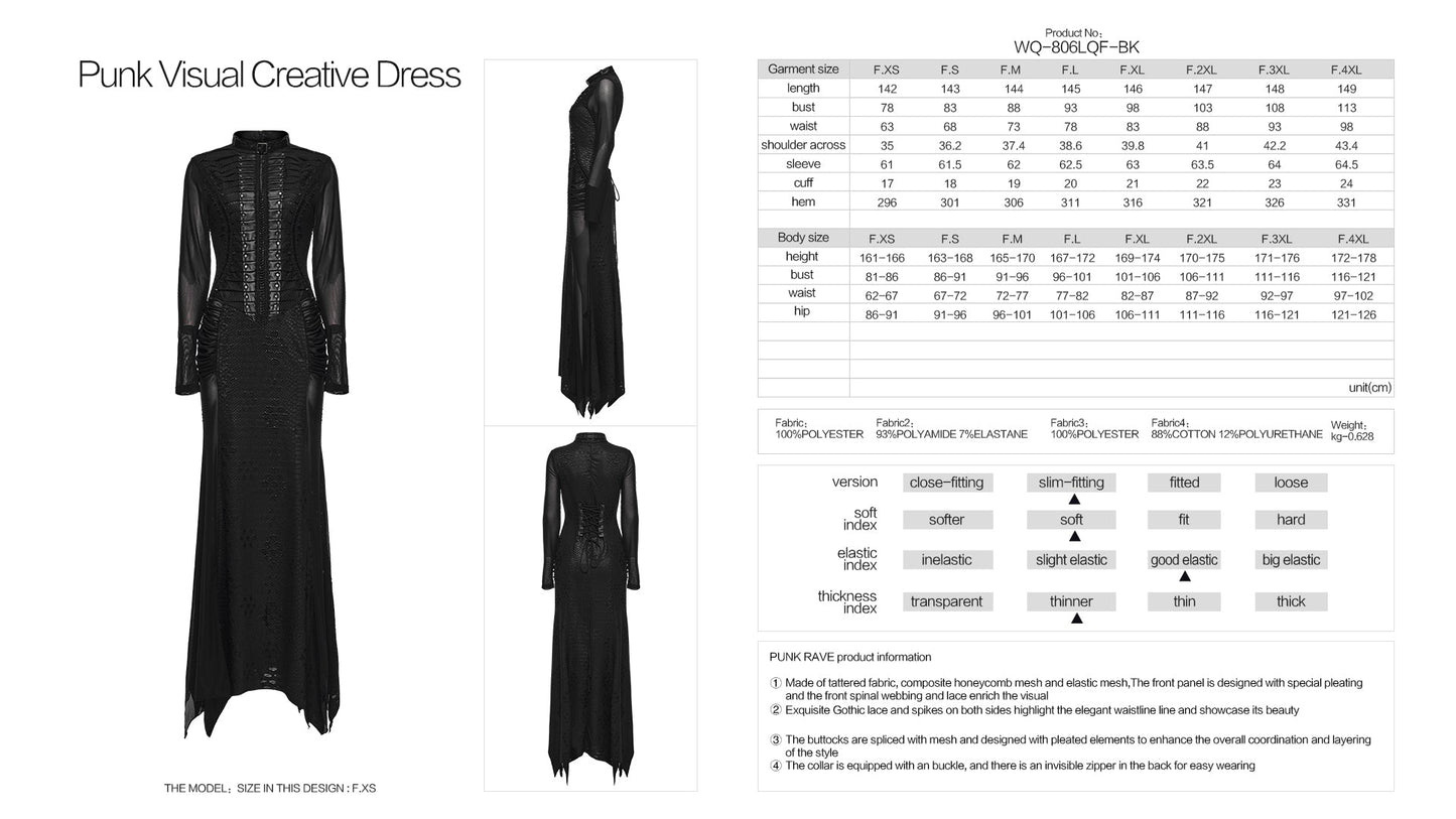 Punk Rave Seraphine Spinal Lace Panel Maxi Dress In Black