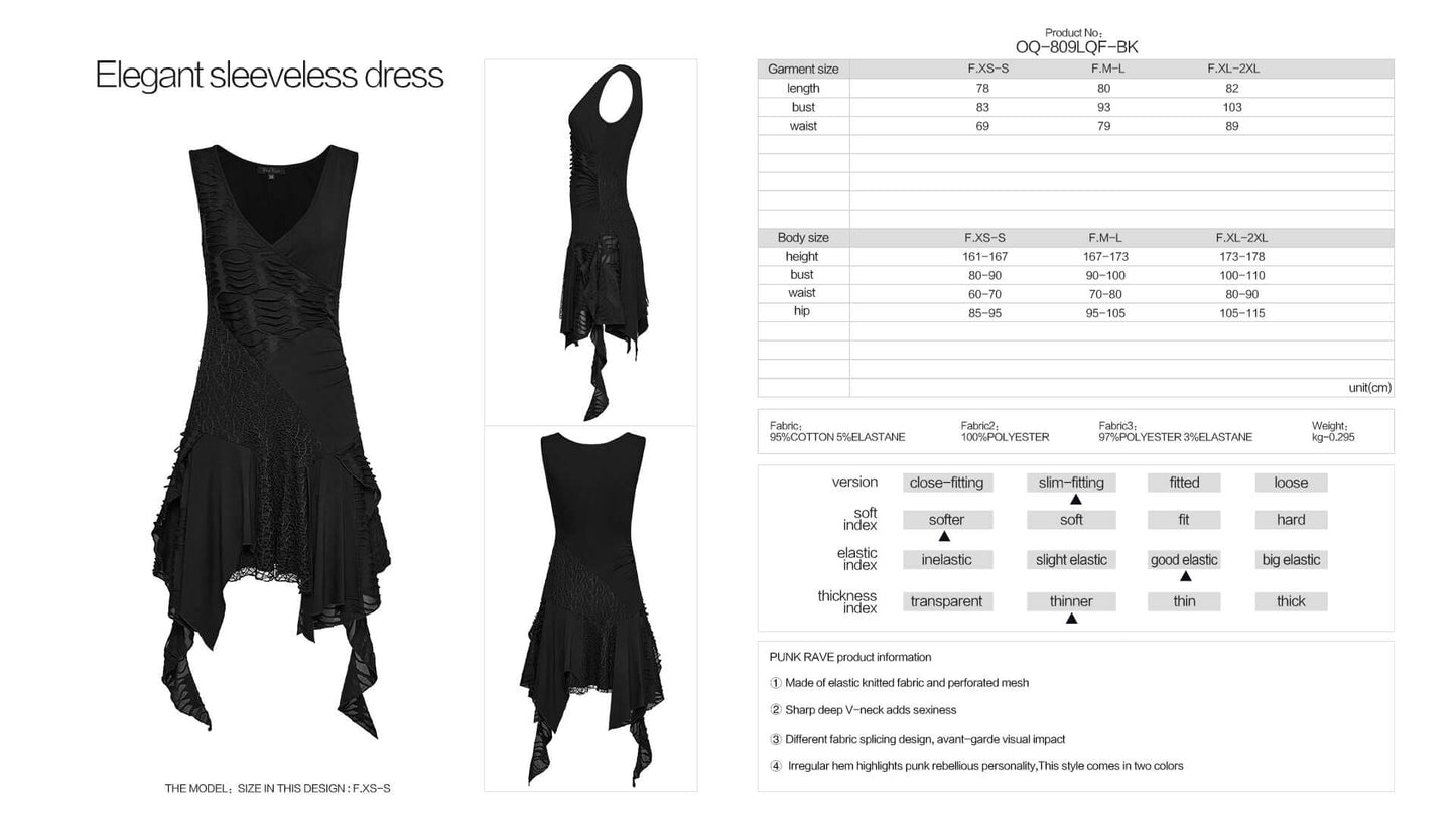 Punk Rave Calista Elegant Sleeveless Dress in Black