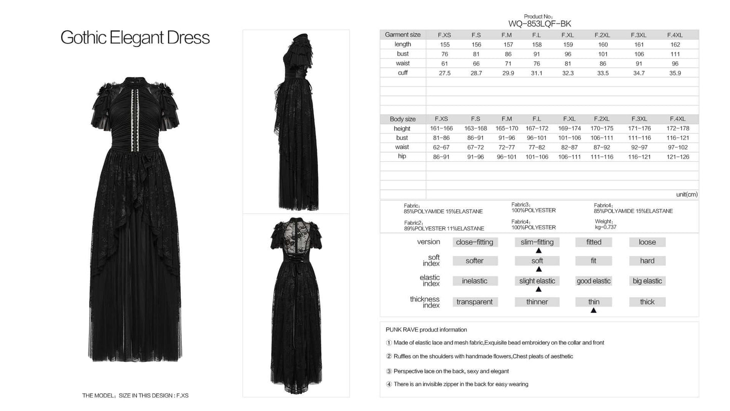 Punk Rave Nova Gothic Elegant Gown in Black