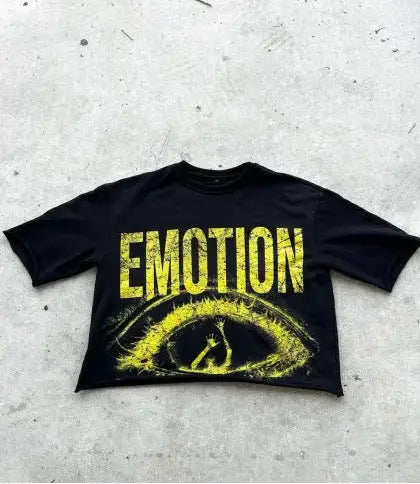 Women's Cropped Mixed Emotion Graphic T-Shirt