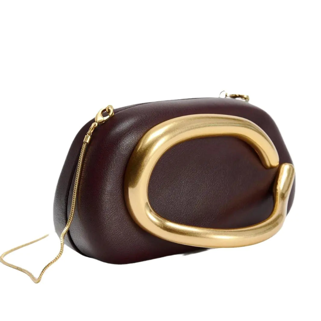 Vireous Avant Garde Clutch Bag with Metal Decor