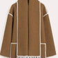 Vireous Faux Cashmere Splice Overcoat with Scarf, Multi Colours