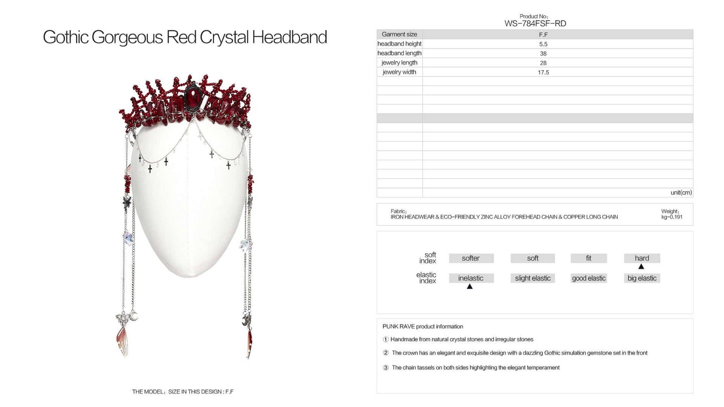 Punk Rave Effie Gorgeous Red Crystal Headband