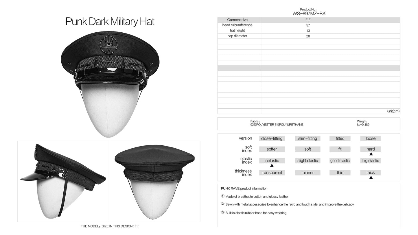 Punk Rave Malphas Dark Military-Style Hat