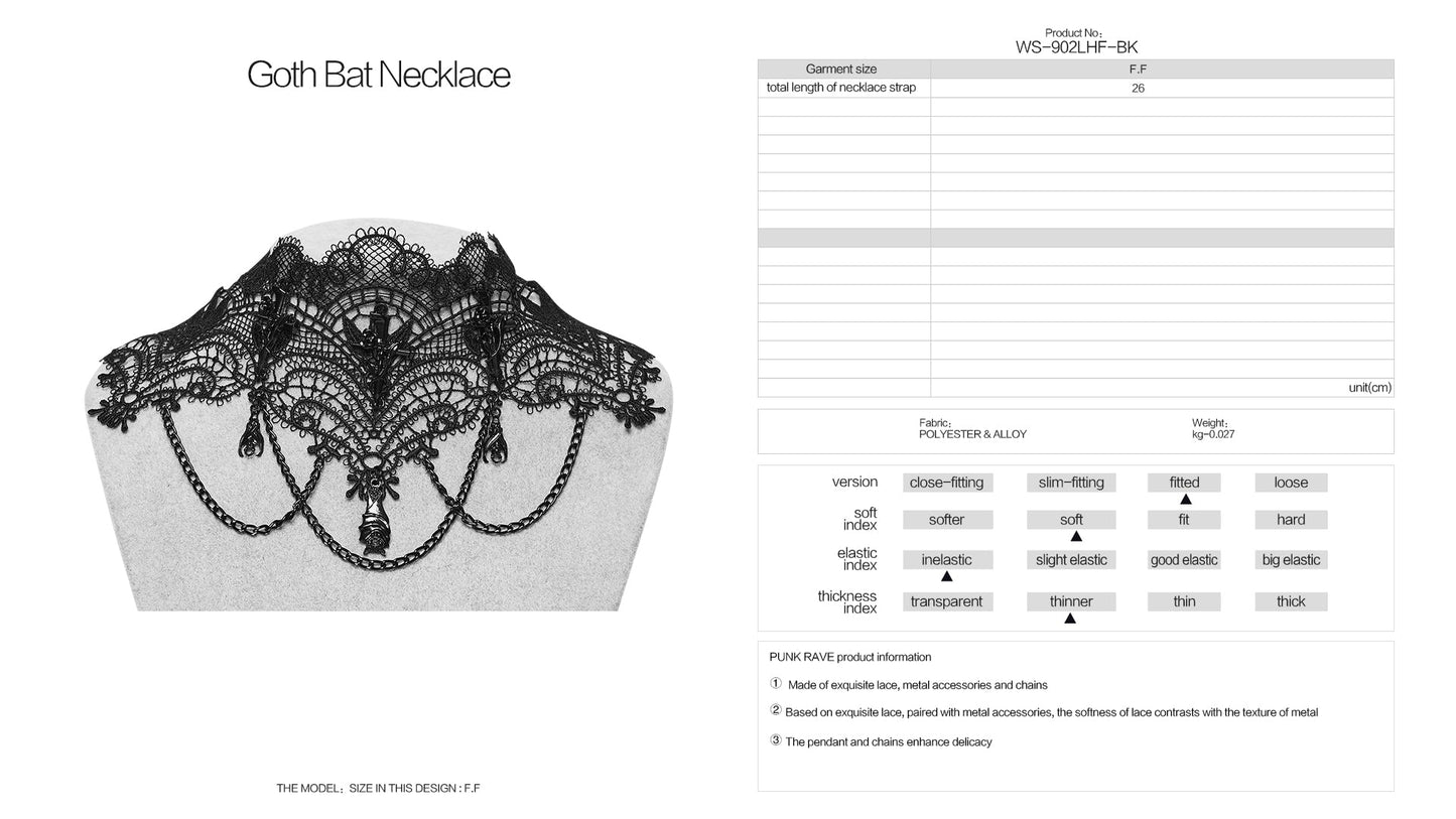 Punk Rave Goth Bat Vintage Necklace