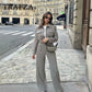 TRAFZA© Women's Pants Suit, Fashion Streetwear Wide-Leg Pants