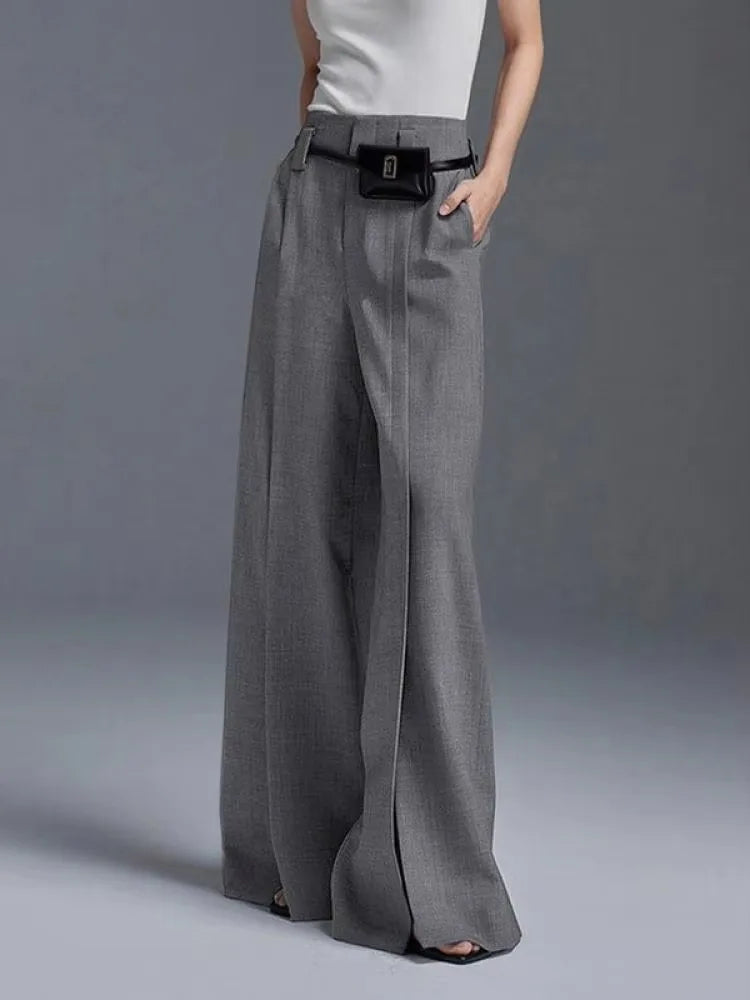 Women's Very Wide Leg Urban Pleated Split-Front Trousers
