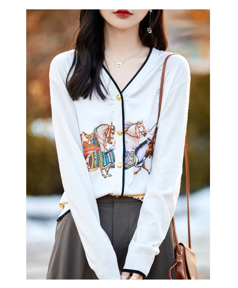 Equestrian Design Women's Lightweight Cardigan, Spring and Summer Collection