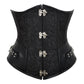 Faux Leather Underbust Corset, Goth Burlesque Corset with Embroidery, Plus Sizes