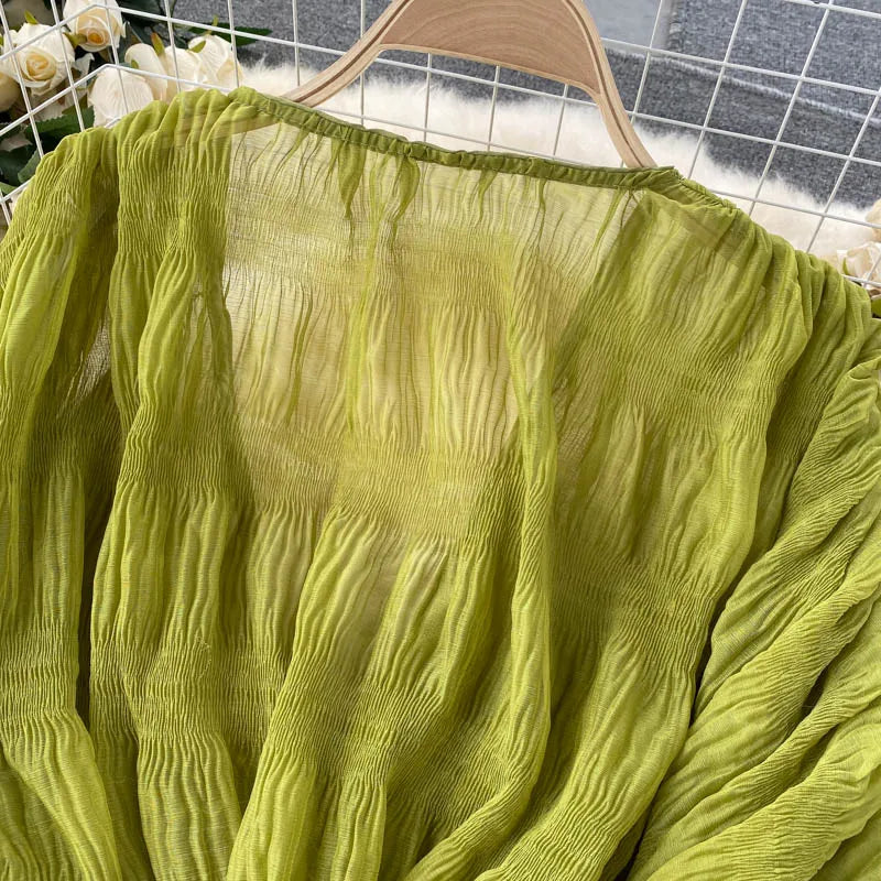 Vireous Women's Sexy Chiffon Sheer Short Blouse