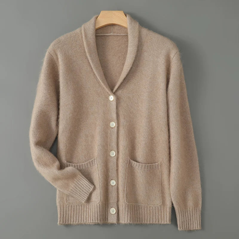 Vireous New Season Men's Shawl-Collar Cashmere Cardigan