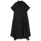Vireous Black Chiffon Retro and Artistic Midi Dress