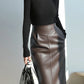 Nerazzurri High-Waist Faux Leather Fashion Skirt, Plus Sizes