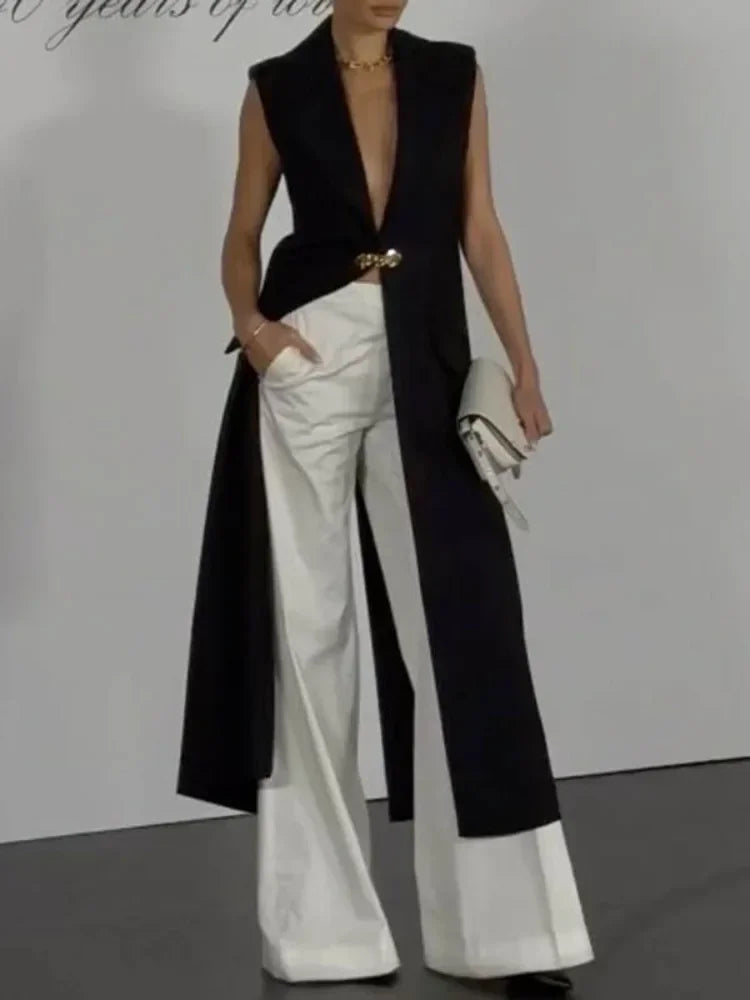 Loose Elegant Long Sleeveless Cardigan Coat, Vest Outerwear