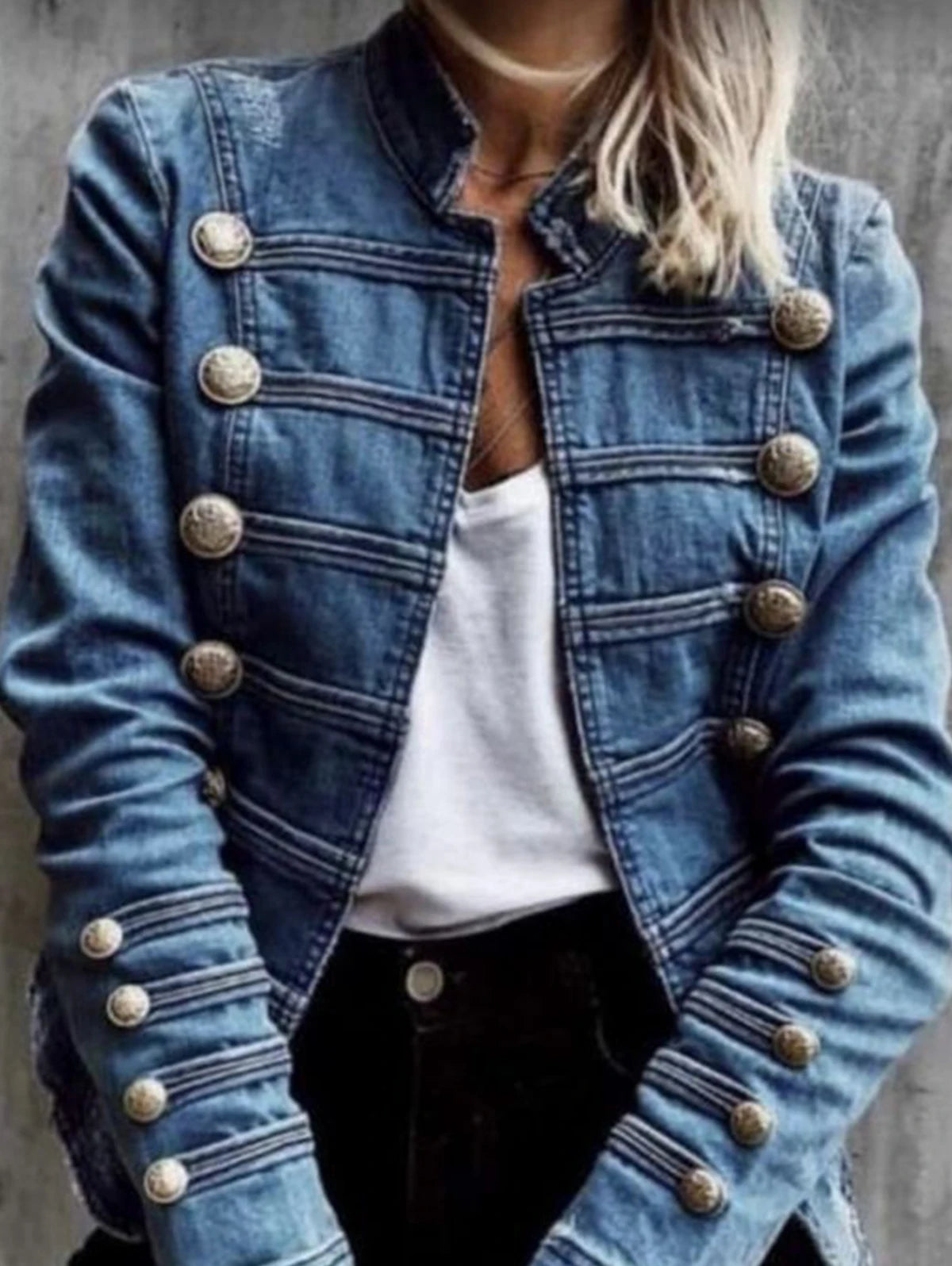 Vireous Women's Fashion Denim Trucker Jacket, Office Wear