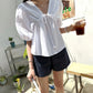 Puff Sleeve Women's Businesswear Casual Lace-Up Shirt