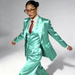 Professional Performance Wear Women's Tuxedo, Gold Satin Three-Piece Suit, Night Wear