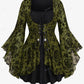 Gothic Bell Sleeves Organza Mesh Lace-Up Blouse, Plus Sizes