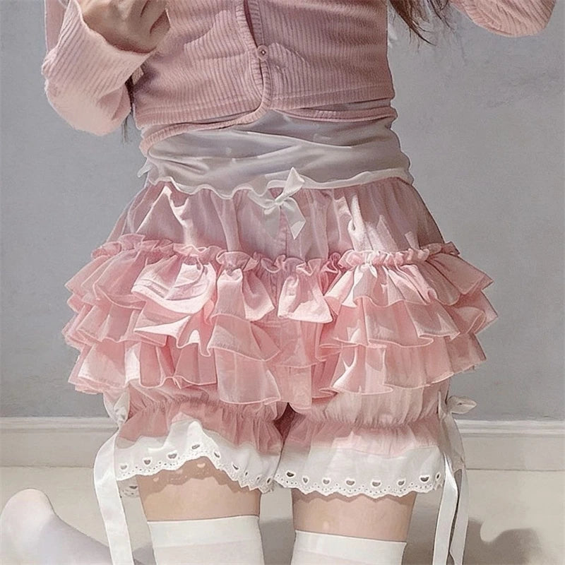 Women's Pleated Bloomers, Vintage Victorian Costume Knickers with Bow-Knot