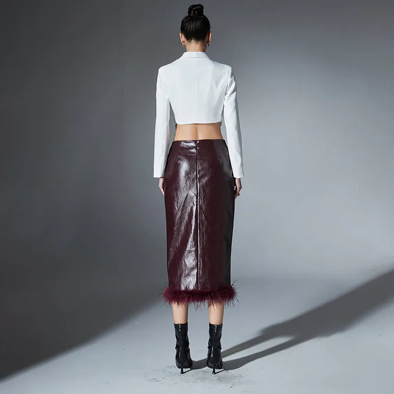 Women's Shawl Collar Cropped White Jacket with Floral Appliques, Catwalk Collection