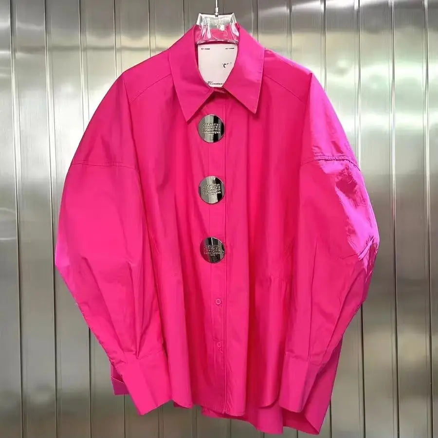 Women's Loose Casual Oversized Cotton Shirt, Candy Colours