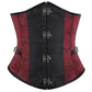 Faux Leather Underbust Corset, Goth Burlesque Corset with Embroidery, Plus Sizes