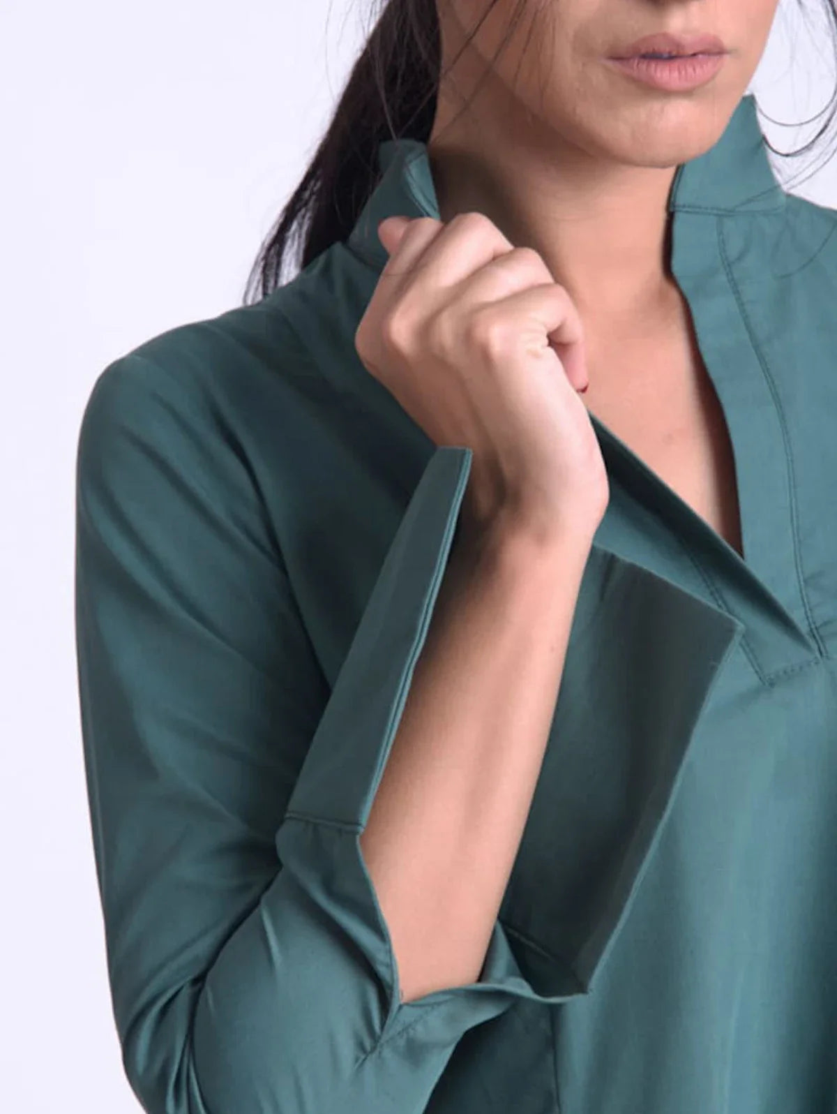 Minimalist Black Stand Collar A-Line Midi Dress