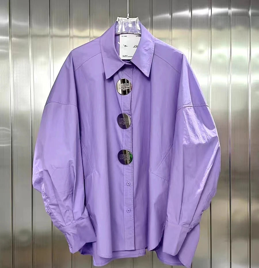 Women's Loose Casual Oversized Cotton Shirt, Candy Colours