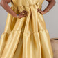 Plus-Size Women's Gold Satin Turn-Down Collar Casual Elegant Dress