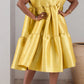 Plus-Size Women's Gold Satin Turn-Down Collar Casual Elegant Dress