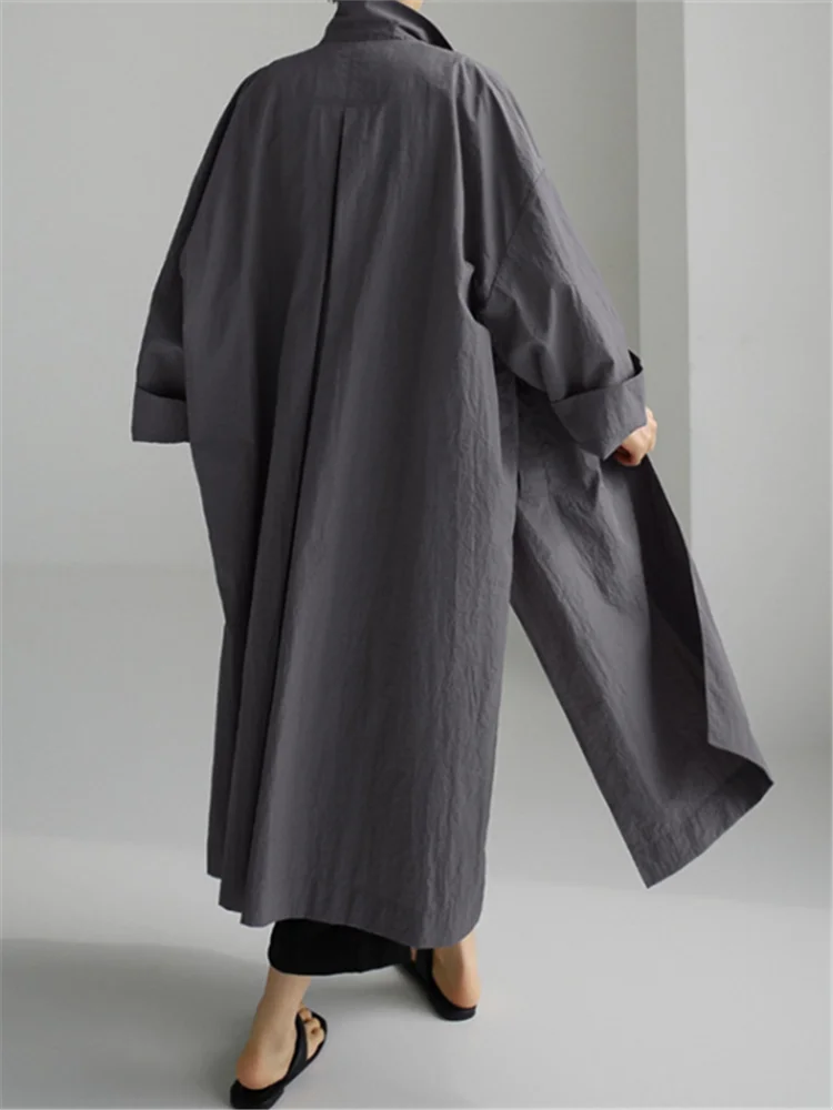 Vireous Cotton and Linen Women's Fashion Casual Loose Shirt Coat
