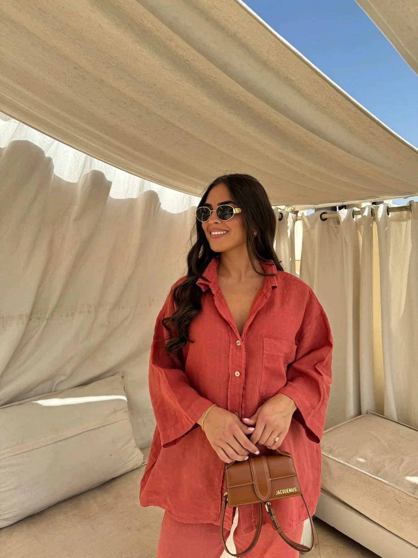 Simple Cotton Linen Women's Summer Pants Suit, Multi Colours